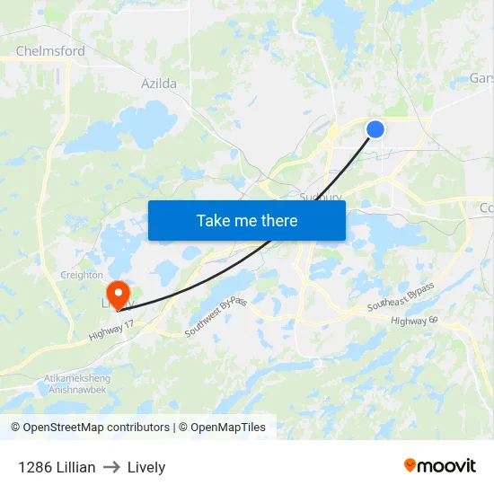 1286 Lillian to Lively map