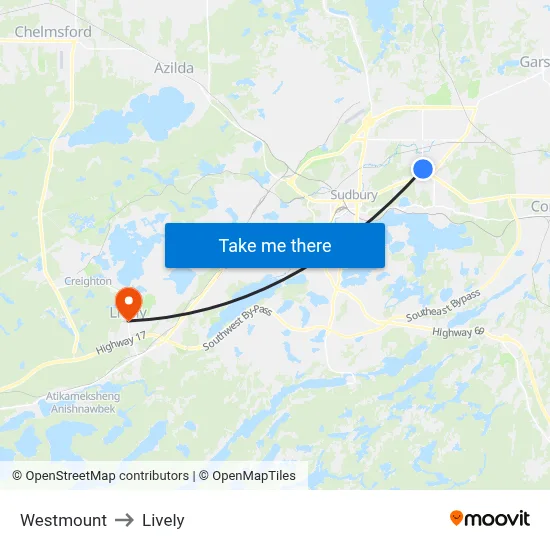 Westmount to Lively map