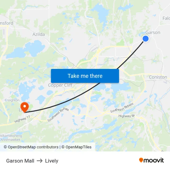 Garson Mall to Lively map
