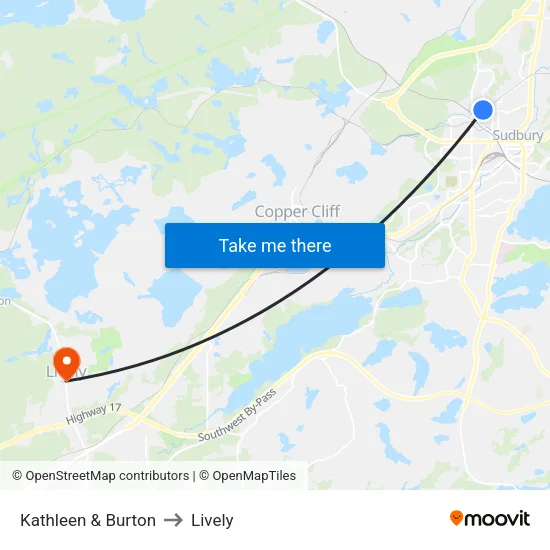 Kathleen & Burton to Lively map