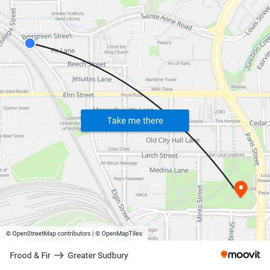 Frood & Fir to Greater Sudbury map