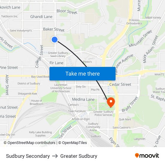 Sudbury Secondary to Greater Sudbury map