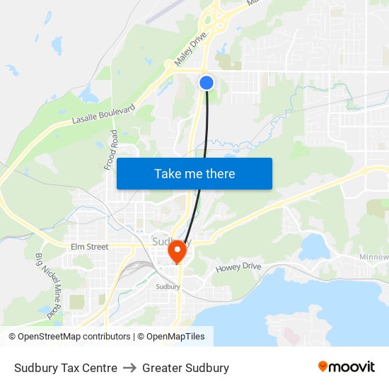 Sudbury Tax Centre to Greater Sudbury map