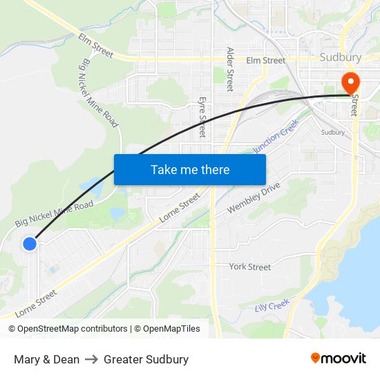 Mary & Dean to Greater Sudbury map