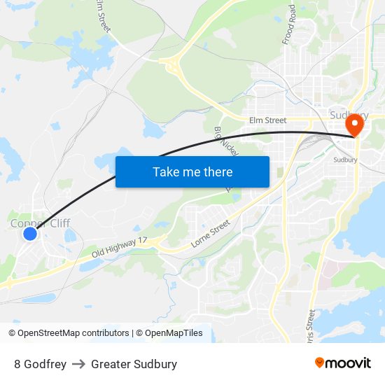 8 Godfrey to Greater Sudbury map