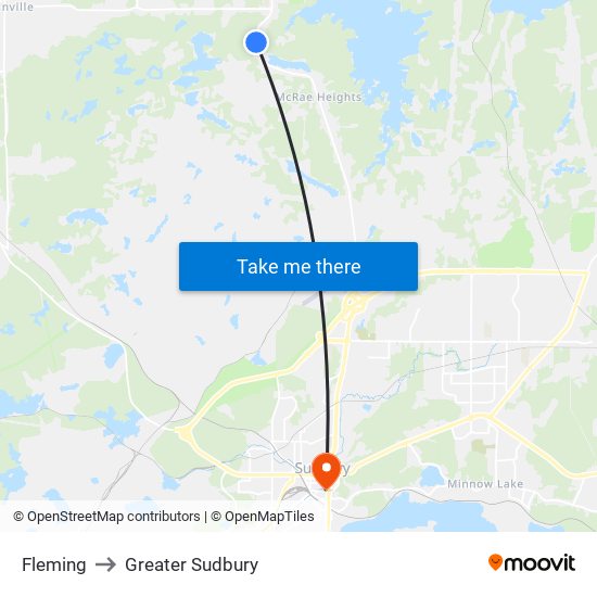 Fleming to Greater Sudbury map