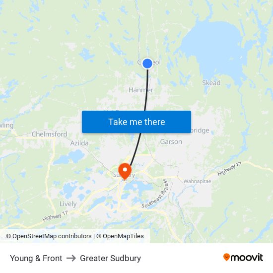 Young & Front to Greater Sudbury map