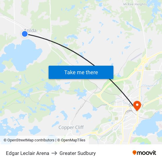 Edgar Leclair Arena to Greater Sudbury map