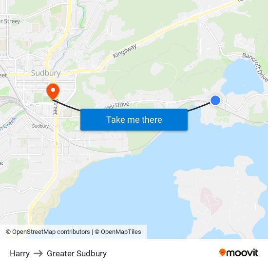 Harry to Greater Sudbury map