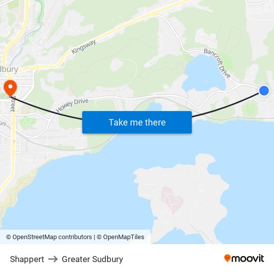 Shappert to Greater Sudbury map