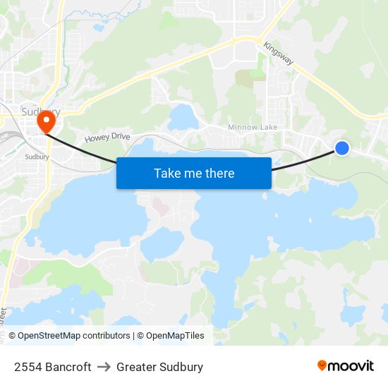 2554 Bancroft to Greater Sudbury map