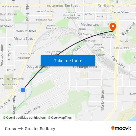 Cross to Greater Sudbury map