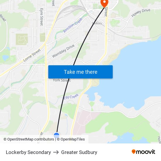 Lockerby Secondary to Greater Sudbury map