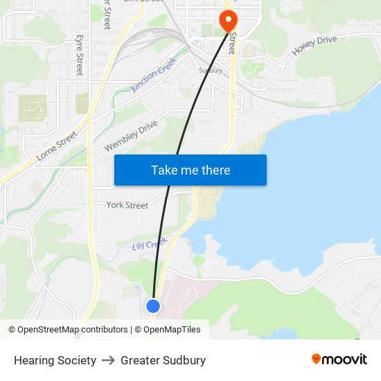 Hearing Society to Greater Sudbury map