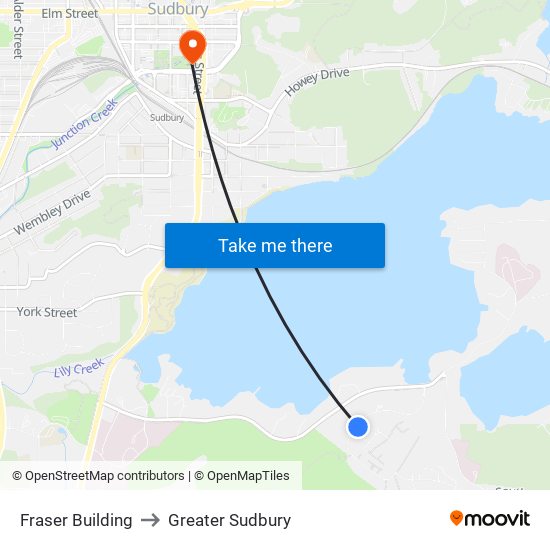 Fraser Building to Greater Sudbury map