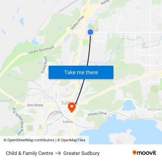 Child & Family Centre to Greater Sudbury map