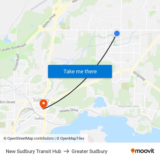 New Sudbury Transit Hub to Greater Sudbury map