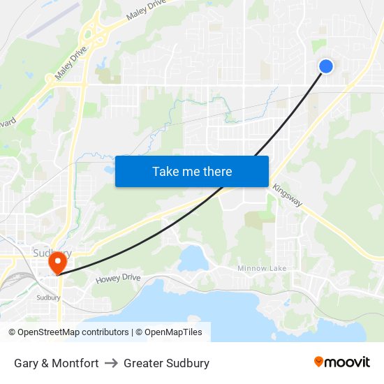 Gary & Montfort to Greater Sudbury map