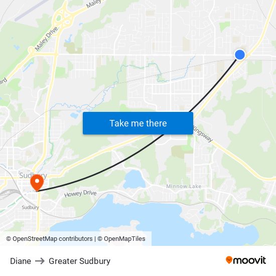 Diane to Greater Sudbury map