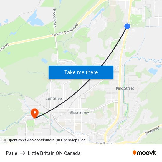 Patie to Little Britain ON Canada map