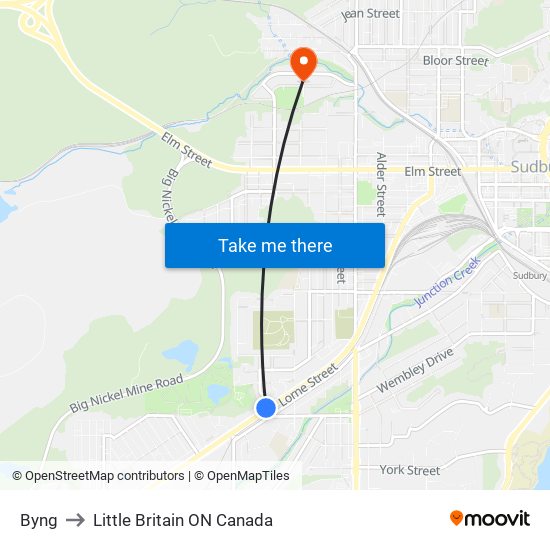 Byng to Little Britain ON Canada map