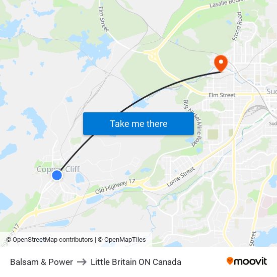 Balsam & Power to Little Britain ON Canada map