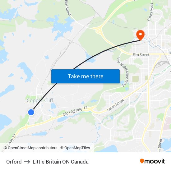 Orford to Little Britain ON Canada map