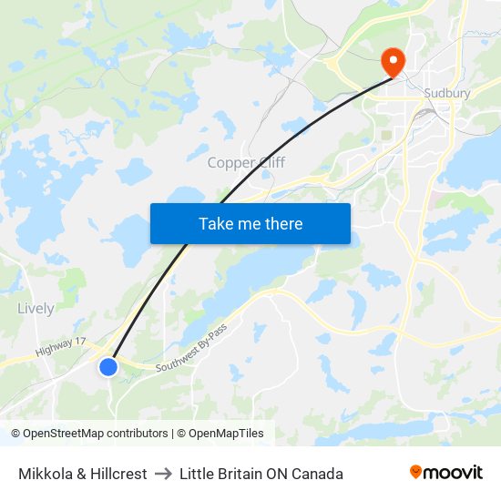 Mikkola & Hillcrest to Little Britain ON Canada map