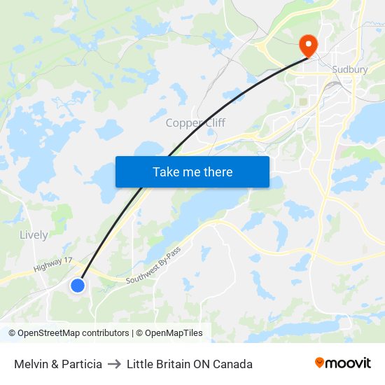 Melvin & Particia to Little Britain ON Canada map