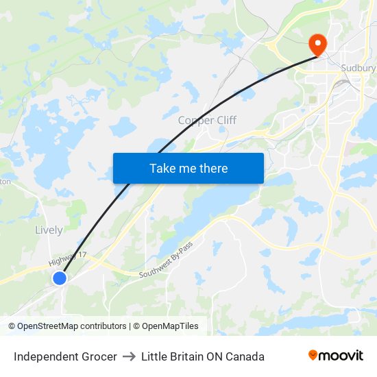 Independent Grocer to Little Britain ON Canada map