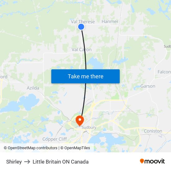 Shirley to Little Britain ON Canada map