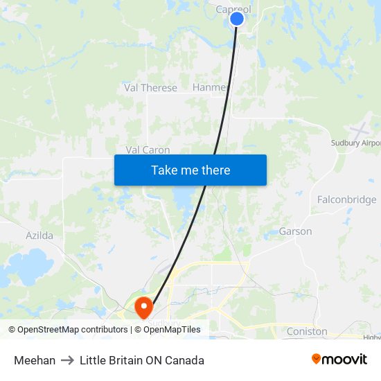 Meehan to Little Britain ON Canada map