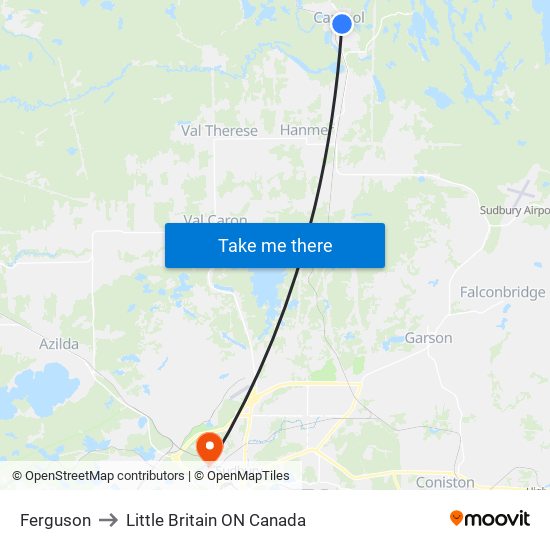 Ferguson to Little Britain ON Canada map