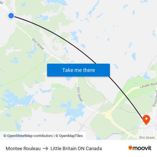 Montee Rouleau to Little Britain ON Canada map