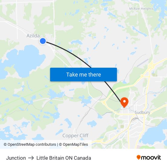 Junction to Little Britain ON Canada map