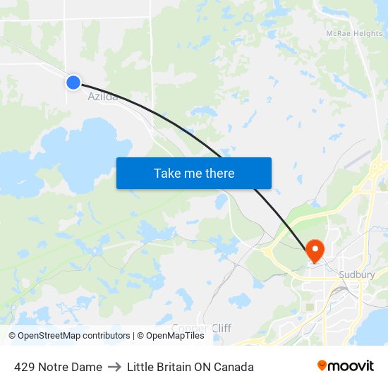 429 Notre Dame to Little Britain ON Canada map