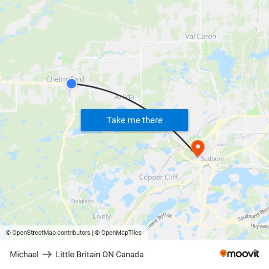 Michael to Little Britain ON Canada map