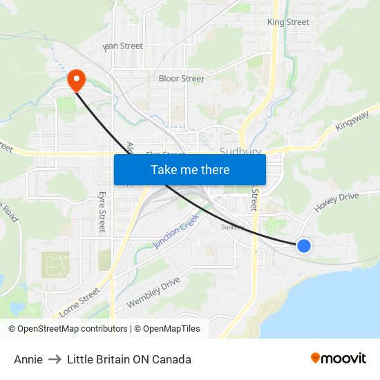 Annie to Little Britain ON Canada map