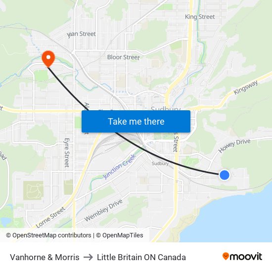 Vanhorne & Morris to Little Britain ON Canada map