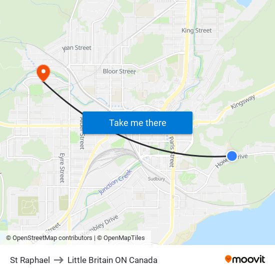 St Raphael to Little Britain ON Canada map