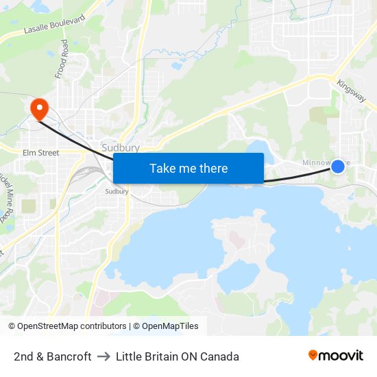 2nd & Bancroft to Little Britain ON Canada map