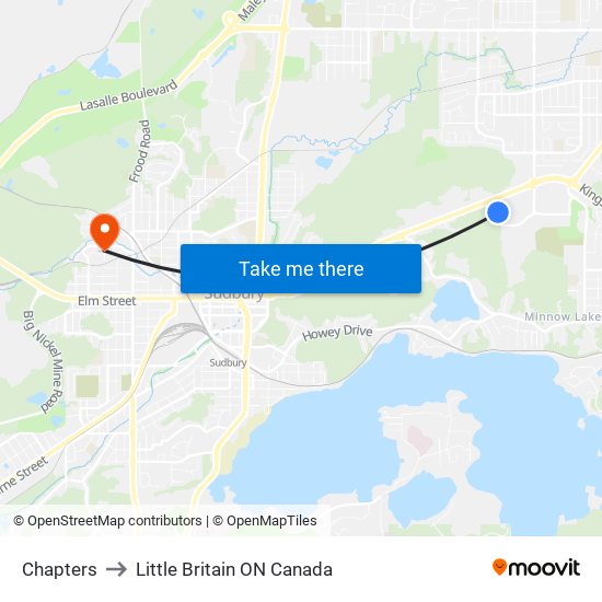 Chapters to Little Britain ON Canada map