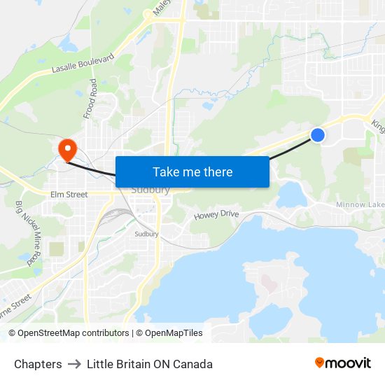 Chapters to Little Britain ON Canada map