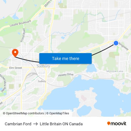 Cambrian Ford to Little Britain ON Canada map