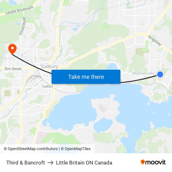 Third & Bancroft to Little Britain ON Canada map