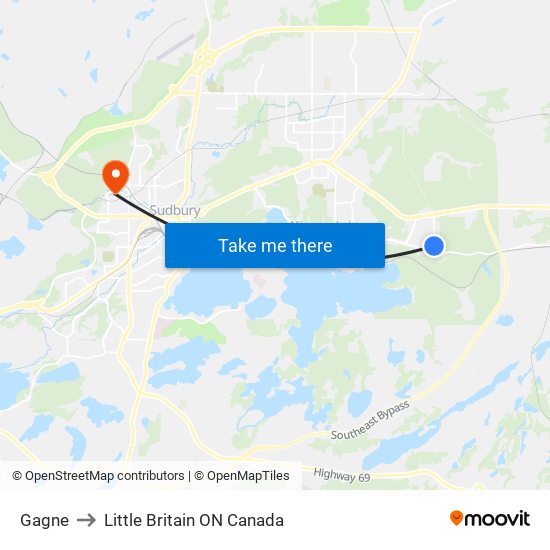 Gagne to Little Britain ON Canada map