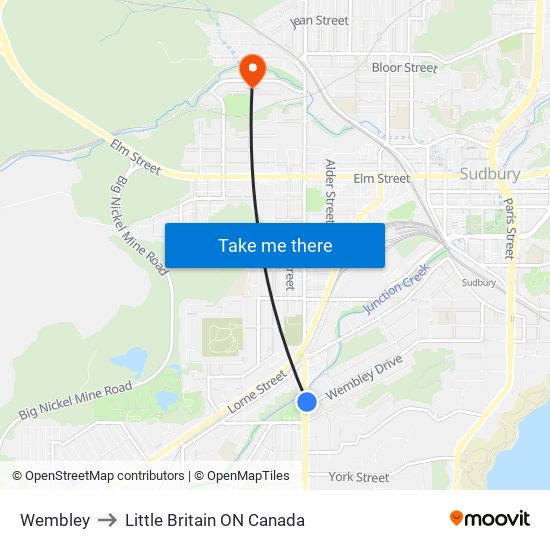 Wembley to Little Britain ON Canada map