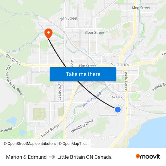 Marion & Edmund to Little Britain ON Canada map