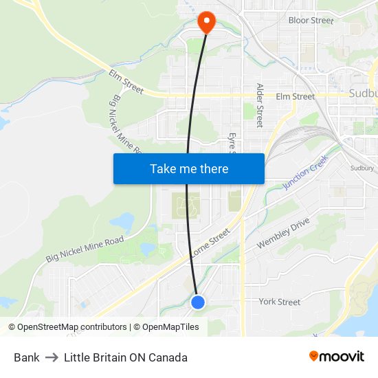 Bank to Little Britain ON Canada map