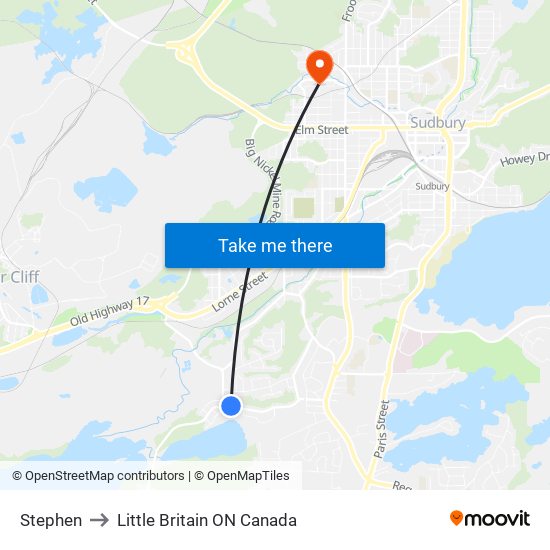 Stephen to Little Britain ON Canada map